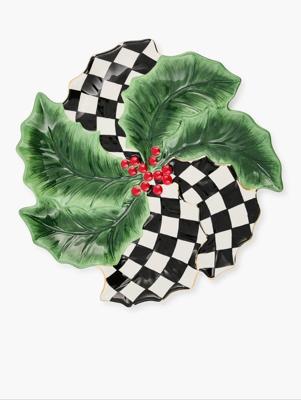 New MacKenzie-Childs Holly Leaf Serving Platter